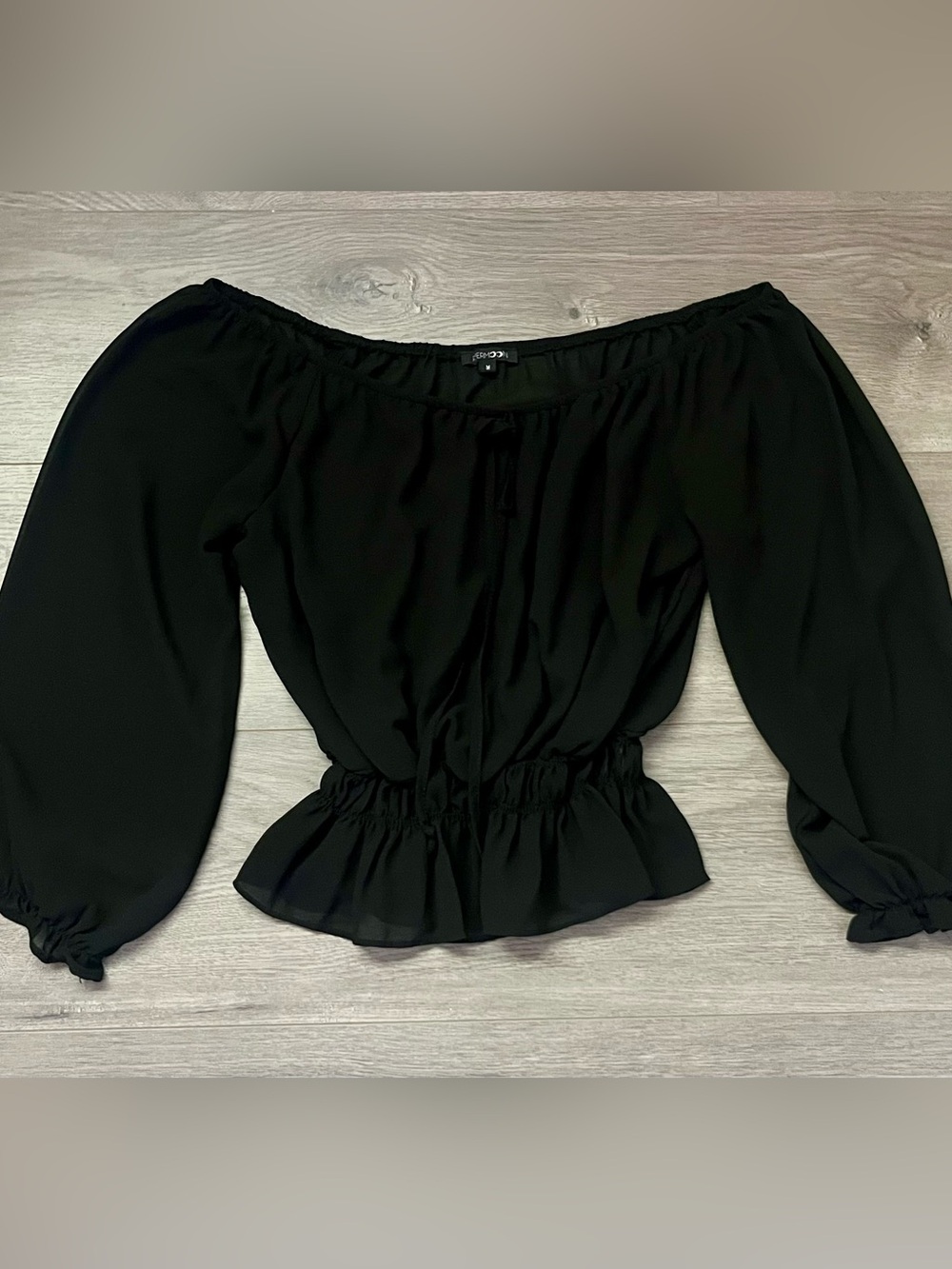 Cato Black Off-the-Shoulder Peplum Top
